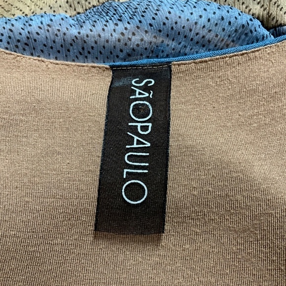 SAOPAULO 100% Silk Fully Lined Sleeveless Tiered Vee Neck Mini Dress US Sz 4 - Picture 5 of 12